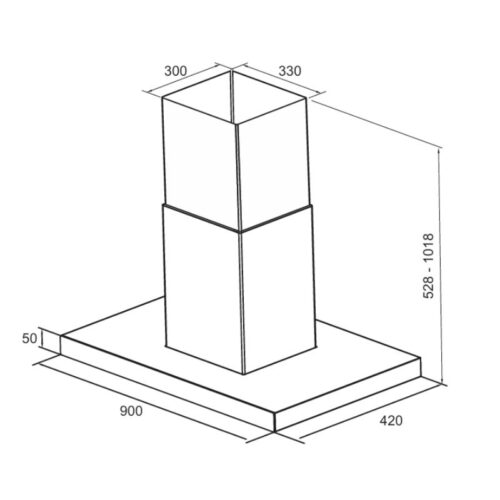 Kích thước máy hút mùi Eurosun EH-90AF71