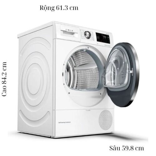 Máy Sấy Bơm Nhiệt Bosch 9 Kg WQG24200SG Serie 6 4 Kích thước máy Sấy Bơm Nhiệt Bosch 9 Kg WQG24200SG Serie 6