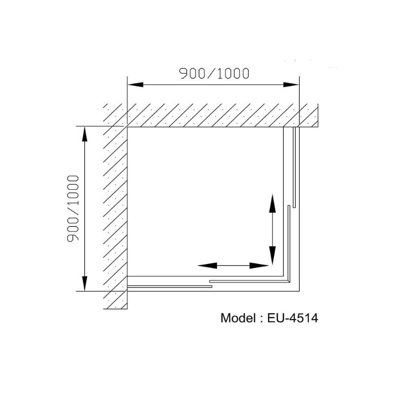 Kích thước phòng tắm vách kính Euroking EU-4514 900mm Kích thước phòng tắm vách kính Euroking EU-4514 900mm