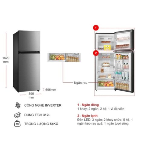 Tủ Lạnh 2 cánh Inverter 312 Lít Toshiba GR-RT416WE-PMV(58)-MM 4 Kích thước tủ Lạnh 2 cánh Inverter 312 Lít Toshiba GR-RT416WE-PMV(58)-MM