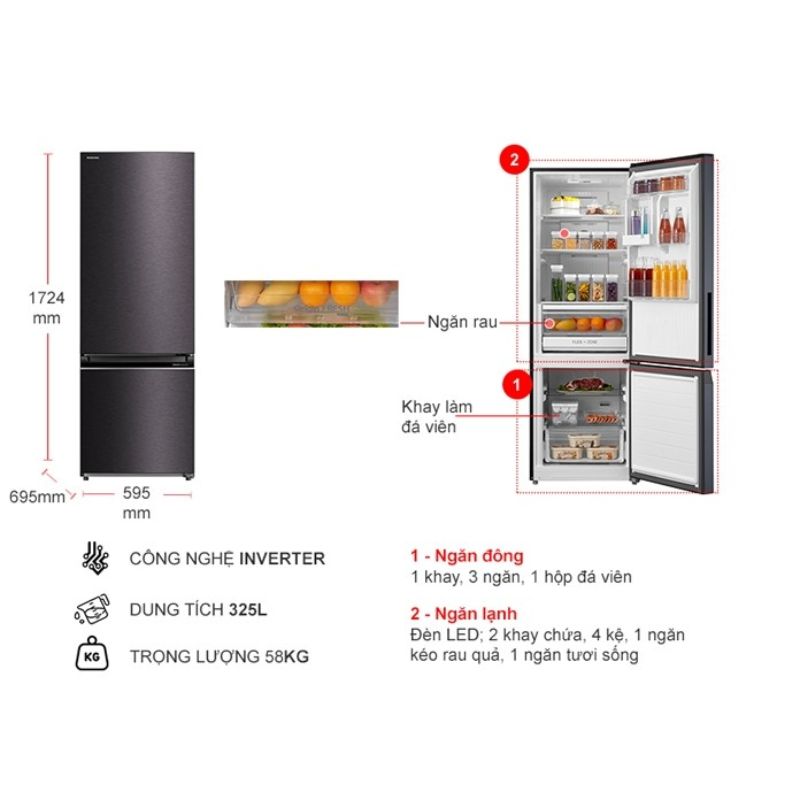 Kích thước tủ Lạnh 2 cánh Inverter 325 Lít Toshiba GR-RB410WE-PMV(37)-SG Kích thước tủ Lạnh 2 cánh Inverter 325 Lít Toshiba GR-RB410WE-PMV(37)-SG