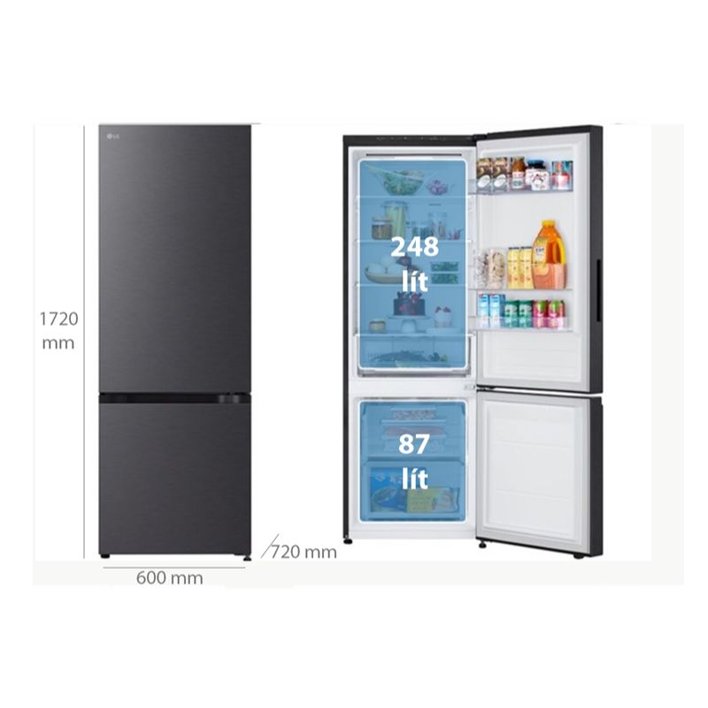 Kích thước tủ Lạnh 2 cánh Inverter 335 Lít LG LBB33BLM Kích thước tủ Lạnh 2 cánh Inverter 335 Lít LG LBB33BLM