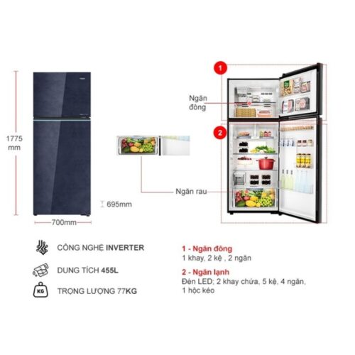 Tủ Lạnh 2 cánh Inverter 455 Lít Aqua AQR-TA518FA(GL)U1 4 Kích thước tủ Lạnh 2 cánh Inverter 455 Lít Aqua AQR-TA518FA(GL)U1