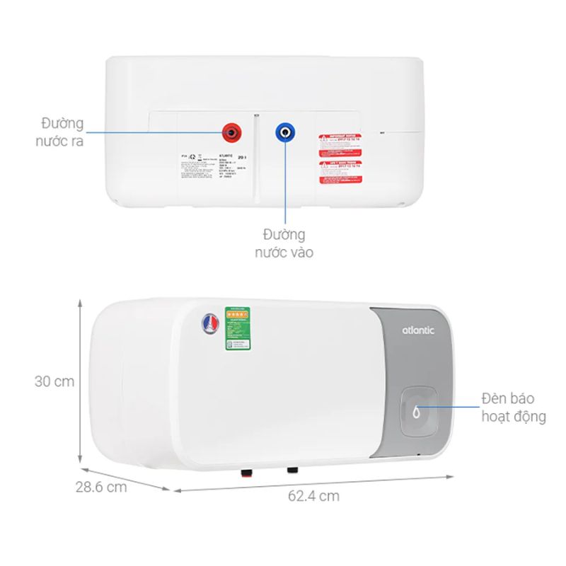 Kích thước máy nước nóng Atlantic SWH 20H M-14 ESA SLIM 823044 Kích thước máy nước nóng Atlantic SWH 20H M-14 ESA SLIM 823044