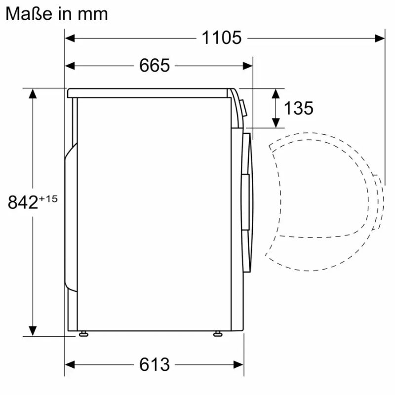 Kích thước máy sấy quần áo Siemens WQ46B2C40 Kích thước máy sấy quần áo Siemens WQ46B2C40