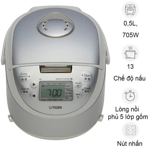 Nồi cơm điện tử cao tần Tiger JPF-A55W-S 0.5 Lít