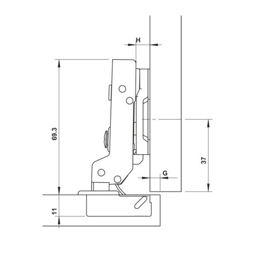 Bản lề trùm ngoài Metalla SM 110° Giảm Chấn Hafele 315.07.114 4 Kích thước bản lề trùm ngoài Metalla SM 110° Giảm Chấn Hafele 315.07.114