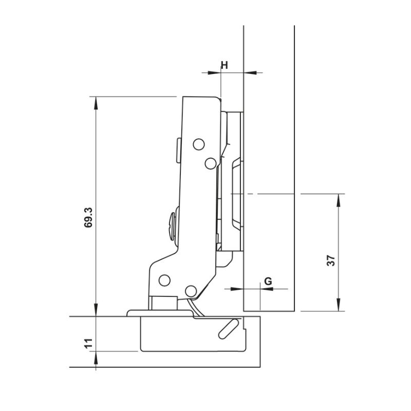 Kích thước bản lề trùm ngoài Metalla SM 110° Giảm Chấn Hafele 315.07.114 Kích thước bản lề trùm ngoài Metalla SM 110° Giảm Chấn Hafele 315.07.114