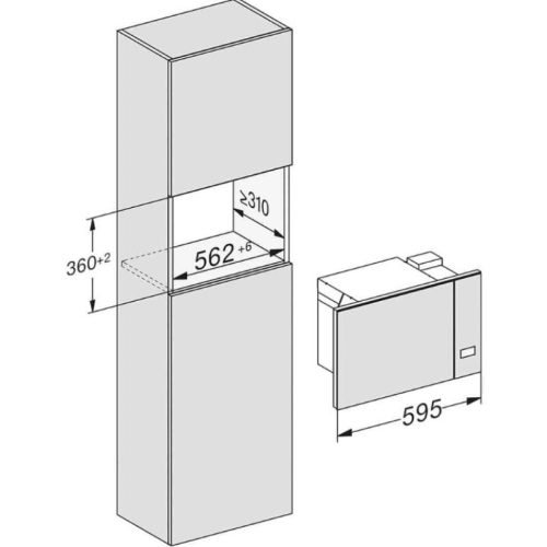 Kích thước lò vi sóng âm tủ Miele M 2234