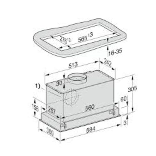 Máy hút mùi âm trần Miele DA 2668-60cm 4 Kích thước máy hút mùi âm trần Miele DA 2668-60cm