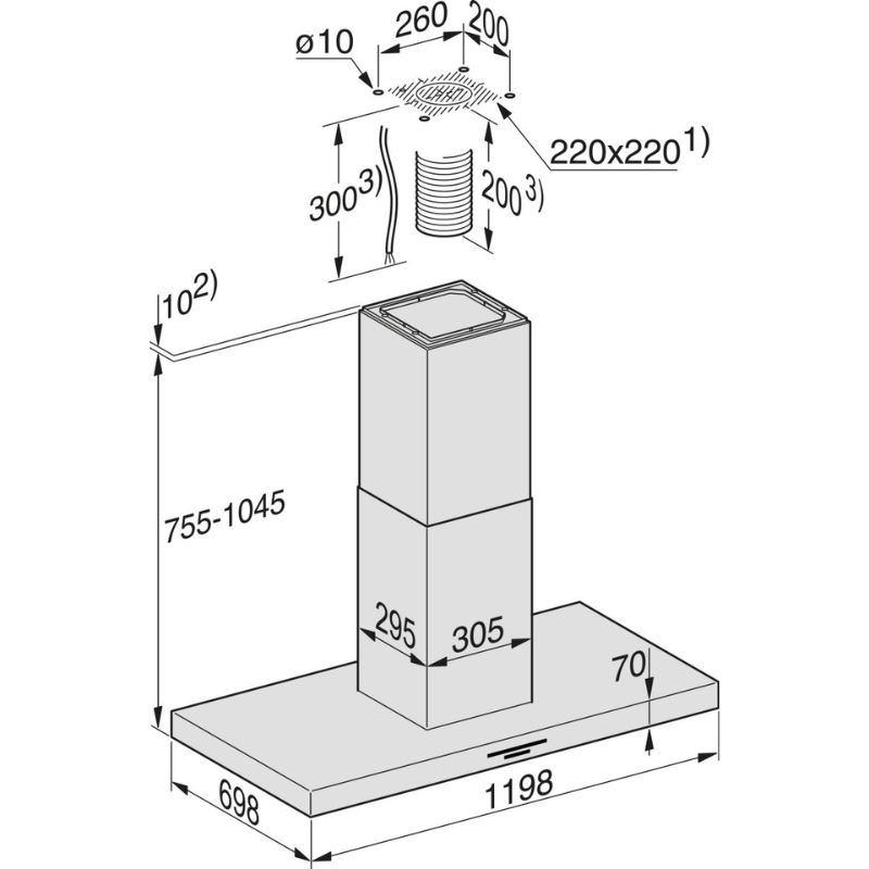 Kích thước máy hút mùi đảo Miele DA 4248-V Kích thước máy hút mùi đảo Miele DA 4248-V