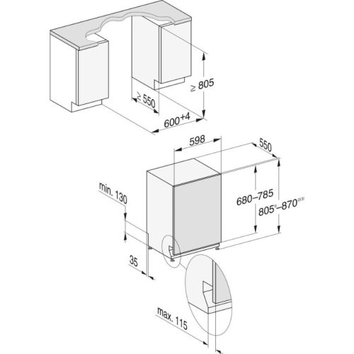 Máy rửa bát Miele G 7280 5 Kích thước máy rửa bát Miele G 7280