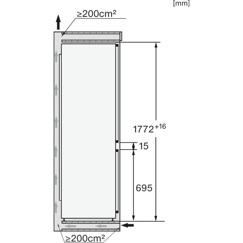 Kích thước tủ lạnh Miele KFN 7774 C Kích thước tủ lạnh Miele KFN 7774 C