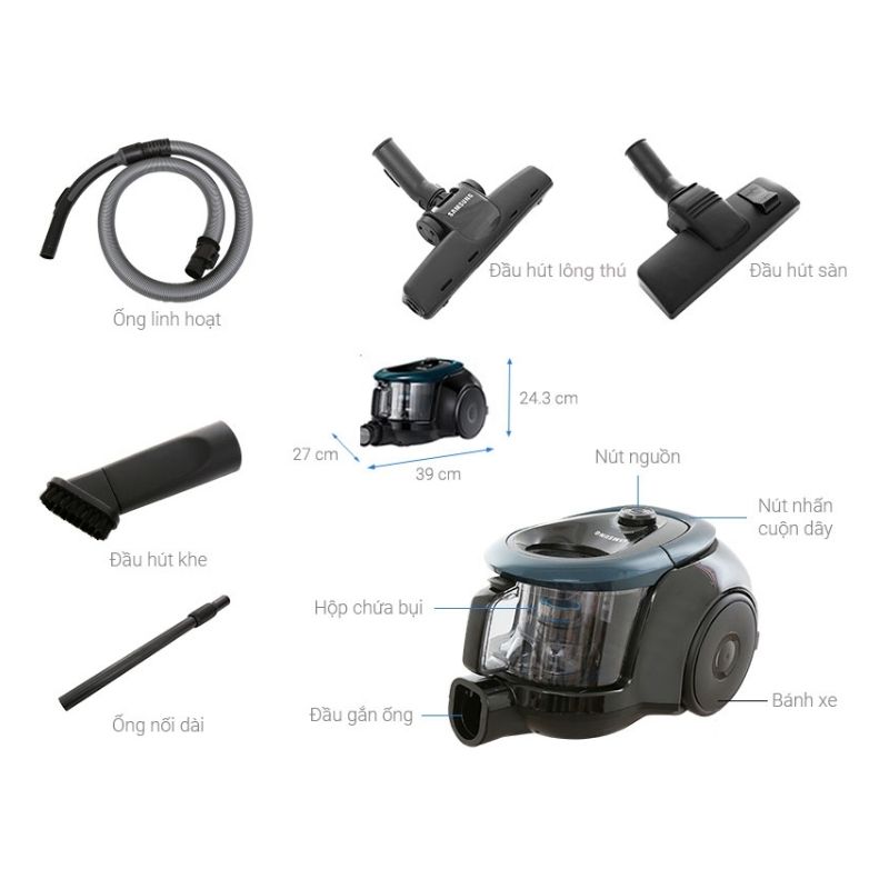 Kích Thước Máy hút bụi dạng hộp Samsung VC18M21M0VN/SV Kích Thước Máy hút bụi dạng hộp Samsung VC18M21M0VN/SV