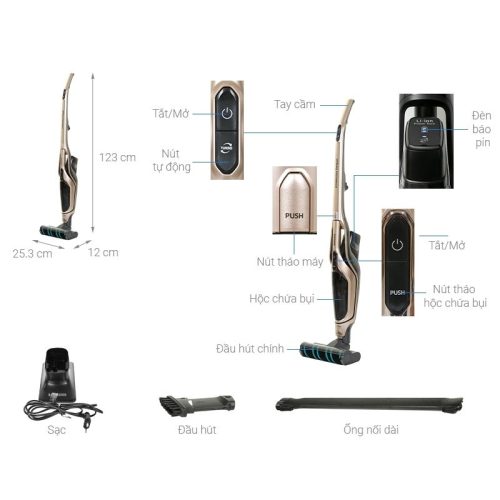 Kích Thước Máy hút bụi không dây Samsung VS03R6523J1/SV