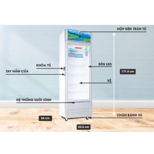 Tủ mát Sanaky Inverter 200 lít VH258K3L 2 Kích thước Tủ mát Sanaky Inverter 200 lít VH-258K3L