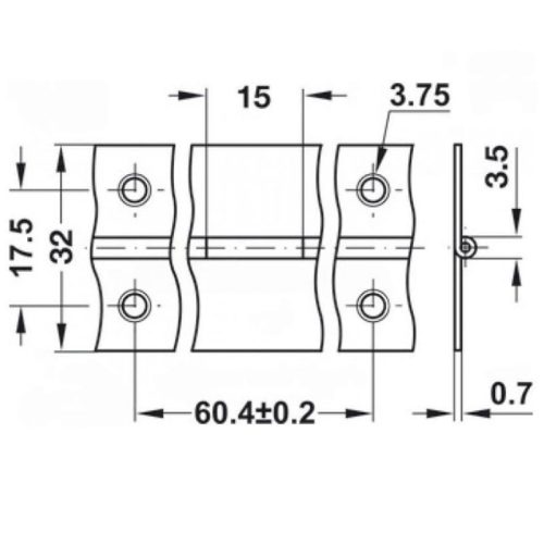 Cấu tạo Bản lề piano 32x0.8mm x3.5m (đồng bóng) Hafele 351.03.847