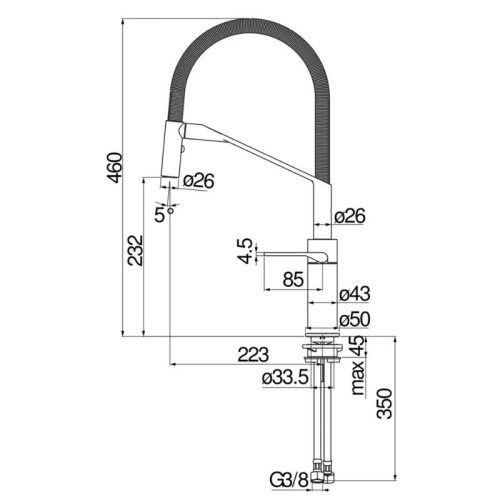 Vòi rửa bát Nobinox HERON NB228 5 Kích thước vòi rửa bát Nobinox HERON NB228