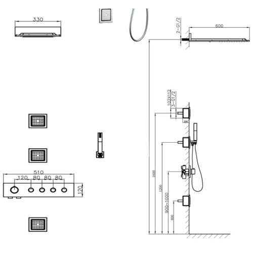 Sen tắm đứng nóng lạnh EUROKING EU-1451200 4 kich thuoc sen tam dung nong lanh euroking eu 1451200