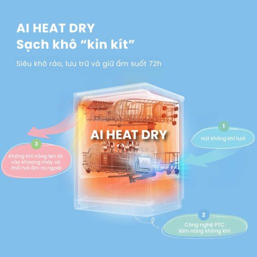Máy rửa chén COMFEE CDW-10F60TB sấy khô toàn diện