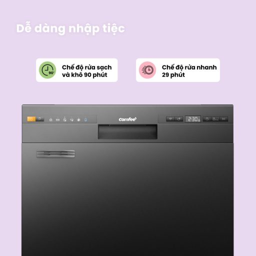 Máy rửa chén thông minh COMFEE CDW-10F60TB dễ dàng nhập tiệc